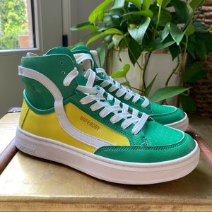 Superdry green yellow hi top sneakers shoes Womans 7